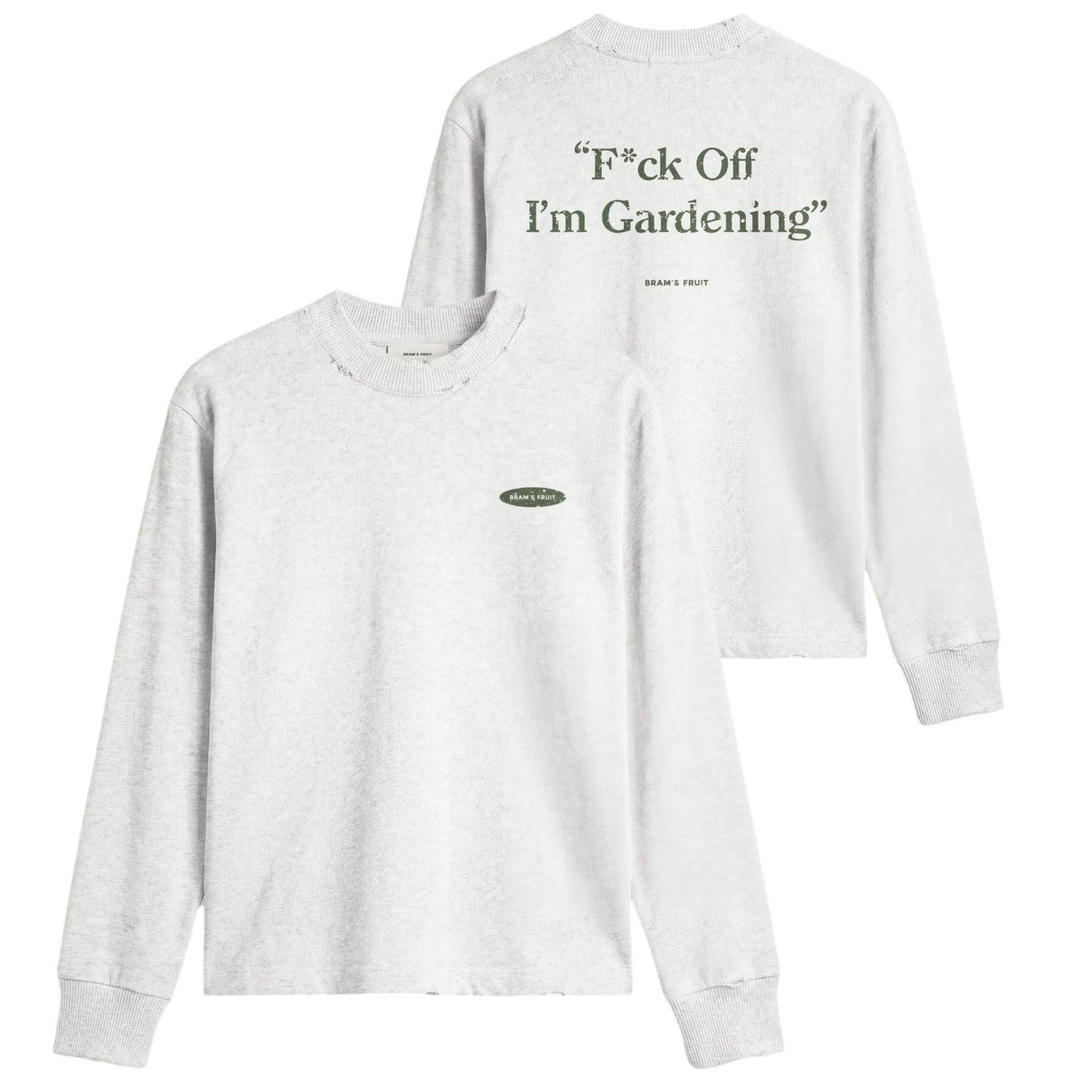 Bram's Fruit Gardening Distressed Longsleeve T-shirt Grijs