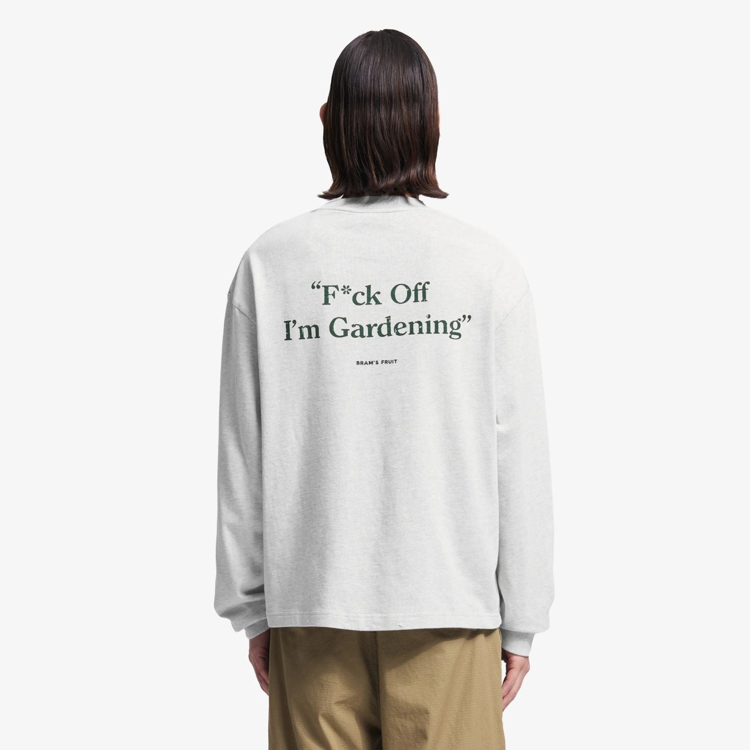 Bram's Fruit Gardening Distressed Longsleeve T-shirt Grijs
