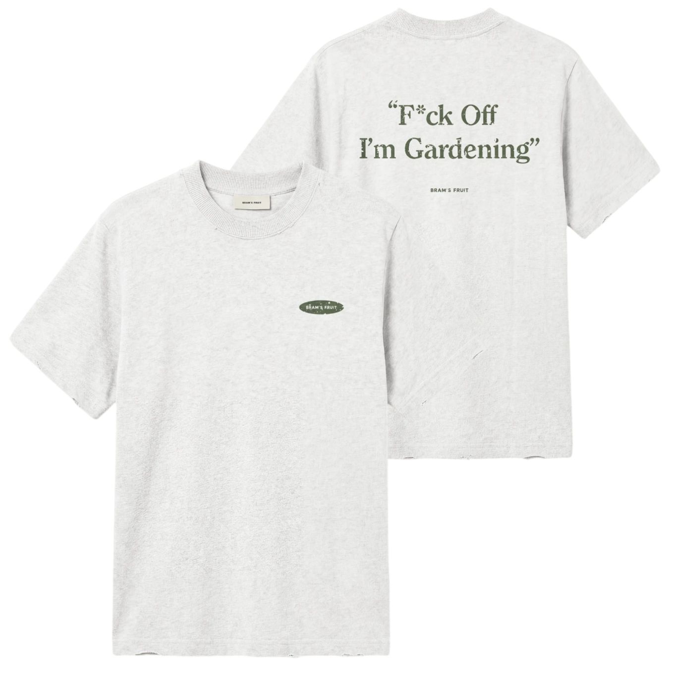 Bram’s Fruit Gardening Distressed T-shirt Grijs