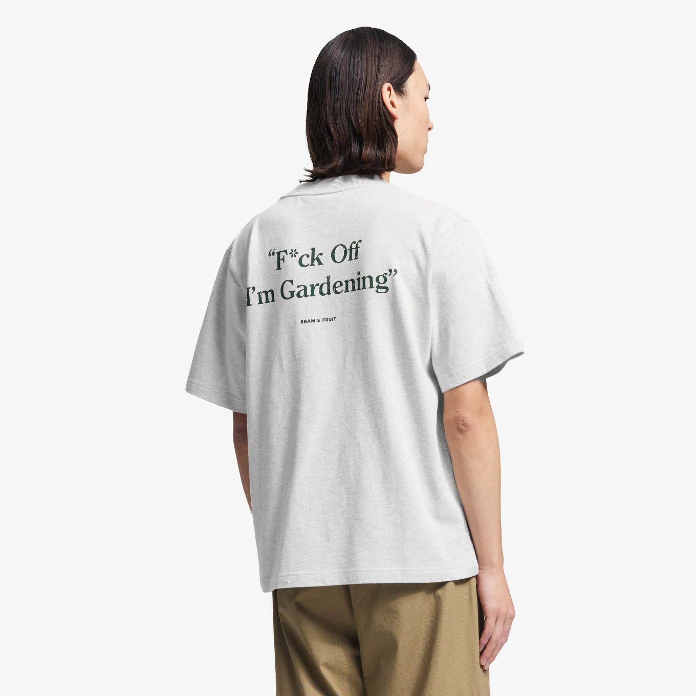 Bram’s Fruit Gardening Distressed T-shirt Grijs