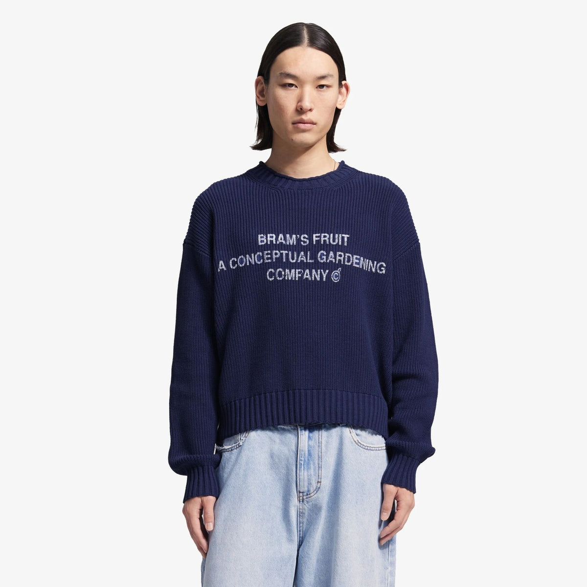 Bram’s Fruit Stamp Knit Sweater Navy