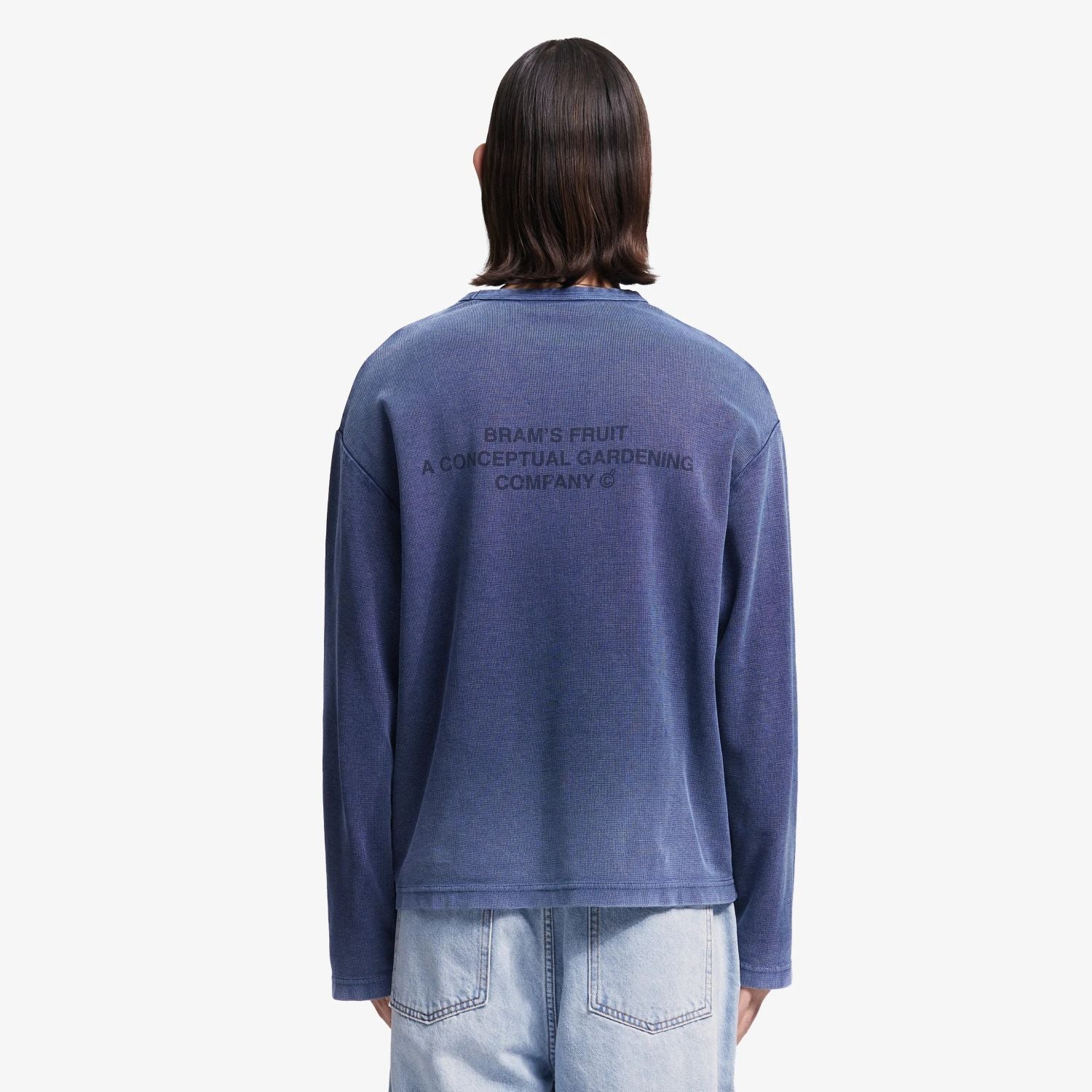 Bram’s Fruit Stamp Waffle Longsleeve T-shirt Donker Blauw