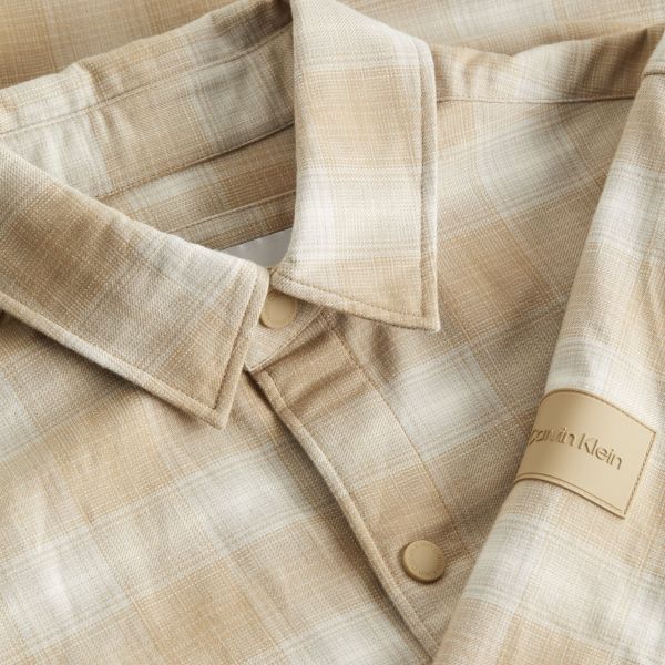 Calvin Klein Fleece Check Overshirt Beige