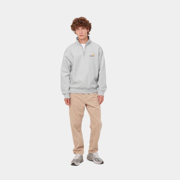 Carhartt Half Zip American Script Sweater Licht Grijs