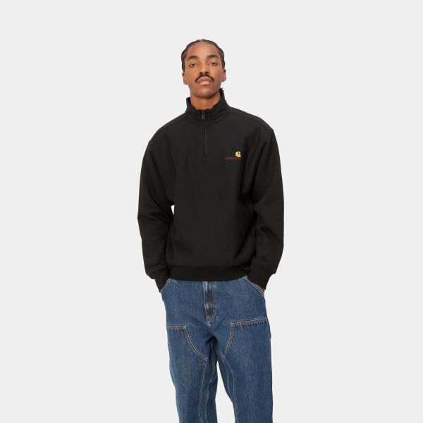 Carhartt Half Zip American Script Sweater Zwart