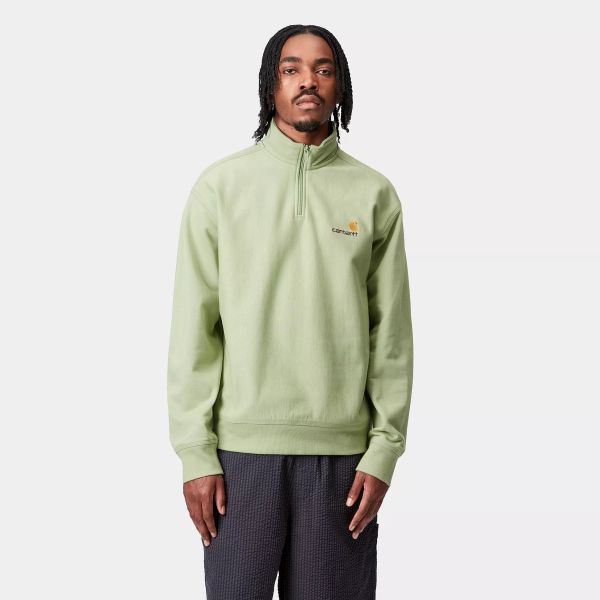 Carhartt WIP Half Zip American Script Sweater Licht Groen