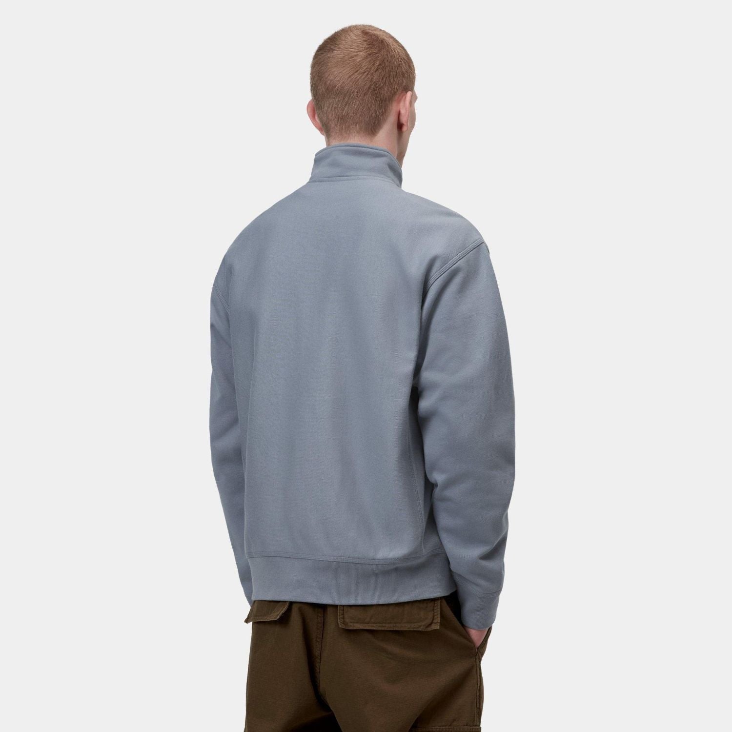 Carhartt WIP Half Zip American Script Sweater Blauw