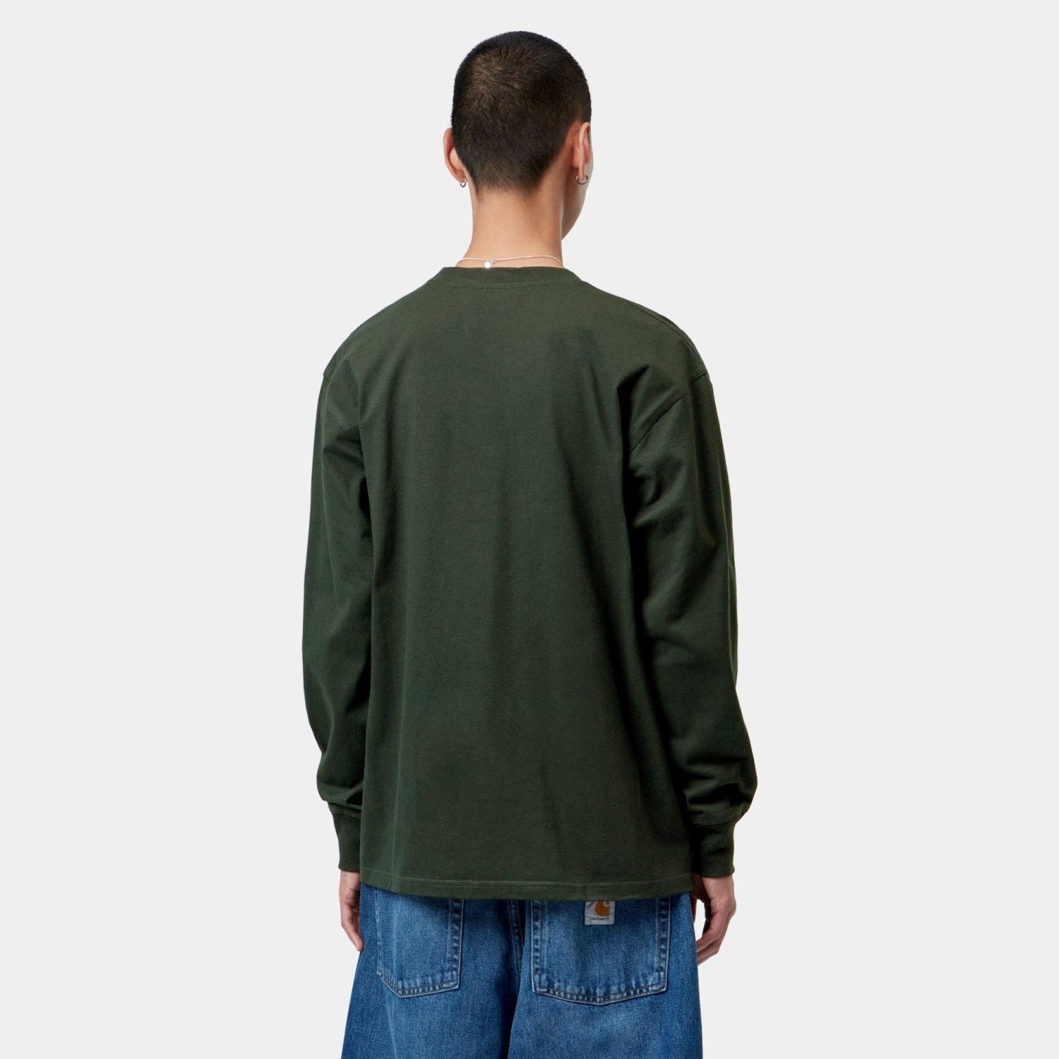 Carhartt WIP American Script Longsleeve T-shirt Donker Groen