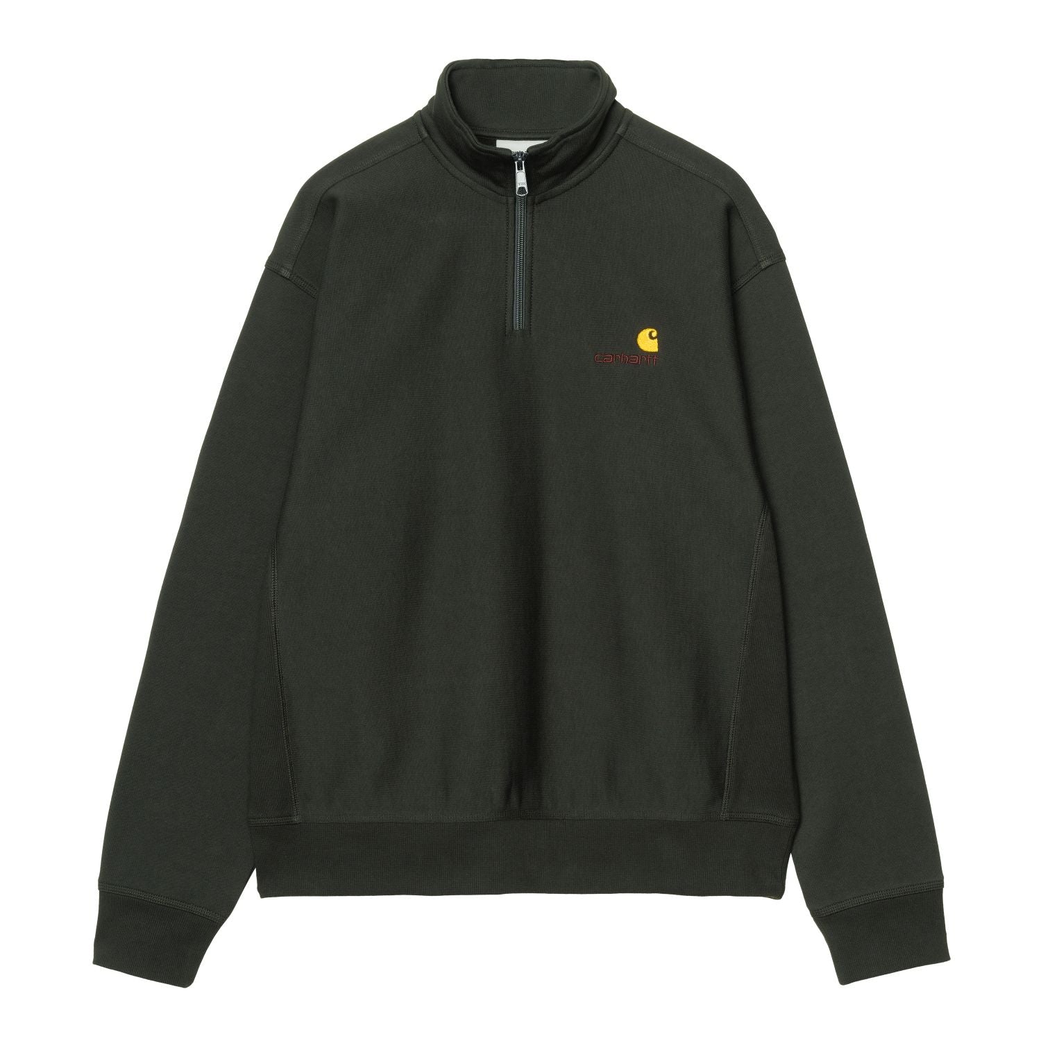 Carhartt WIP Half Zip American Script Sweater Donker Groen