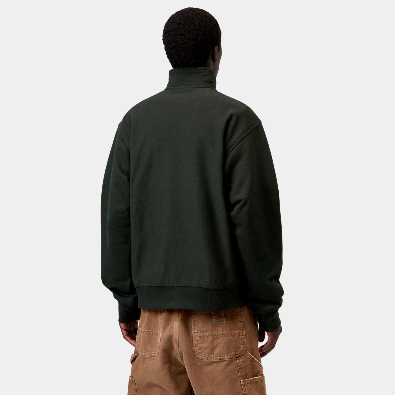 Carhartt WIP Half Zip American Script Sweater Donker Groen