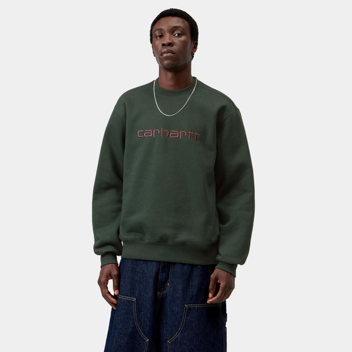 Carhartt WIP Logo Sweater Donker Groen