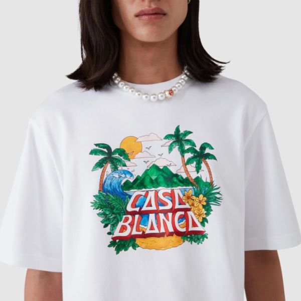 Casablanca Beach Wave T-shirt Wit