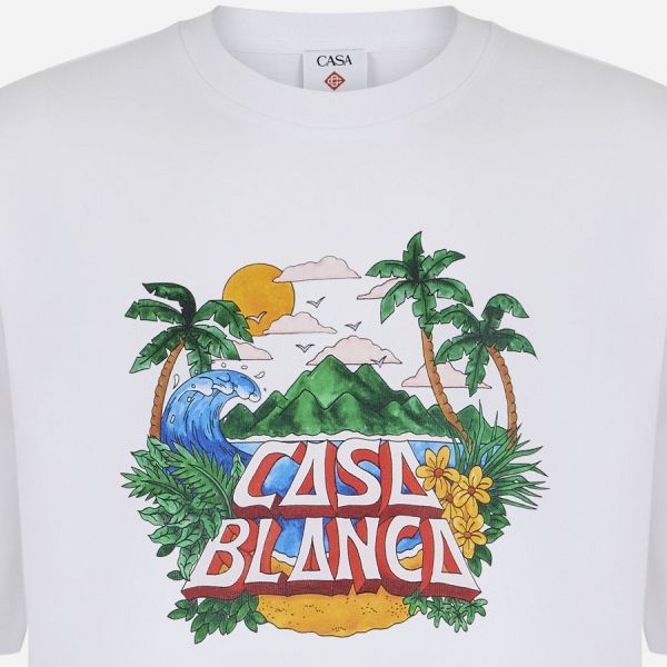 Casablanca Beach Wave T-shirt Wit