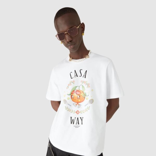 Casablanca Casa Way Orange Mascot T-shirt Wit