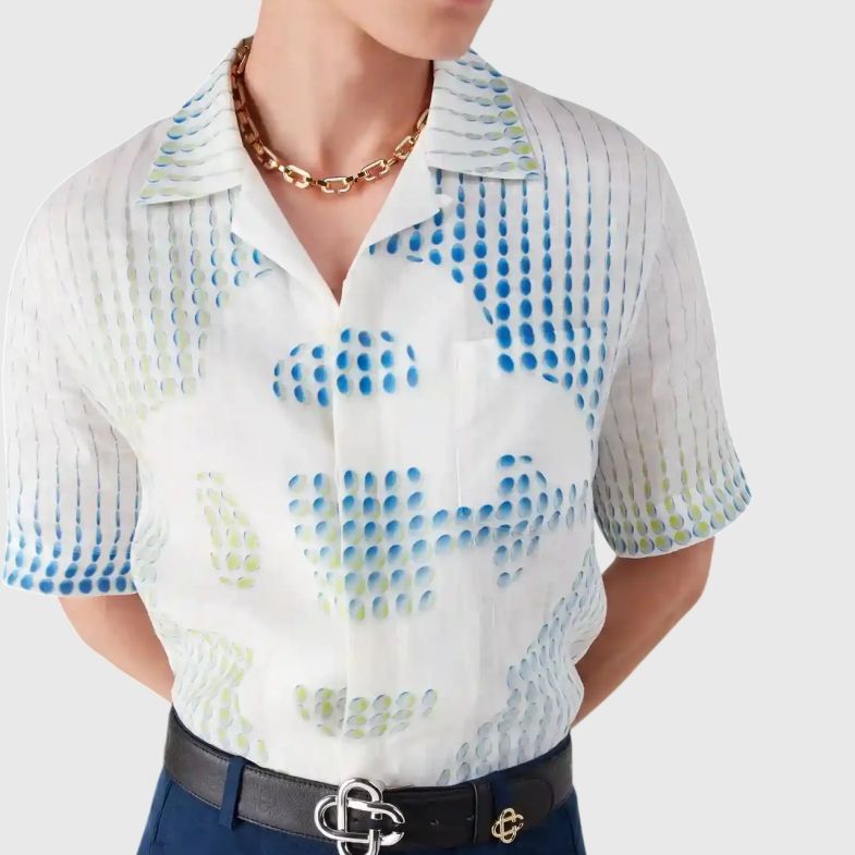 Casablanca Dots Linen Overhemd Wit