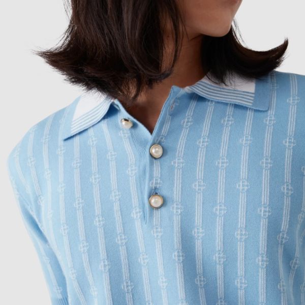 Casablanca Monogram Polo Licht Blauw
