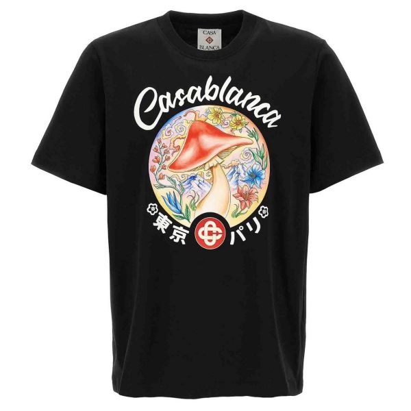 Casablanca Mushroom Emblem T-shirt Zwart