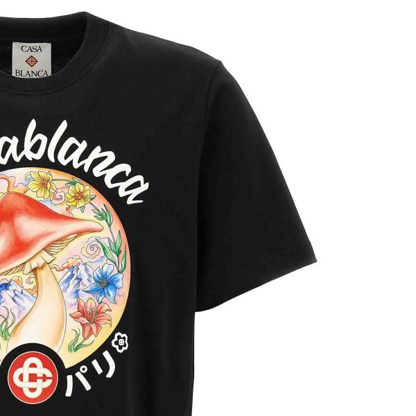 Casablanca Mushroom Emblem T-shirt Zwart