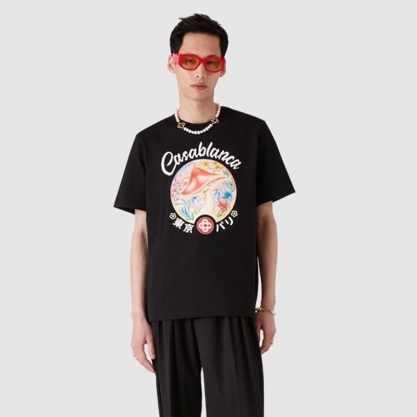 Casablanca Mushroom Emblem T-shirt Zwart