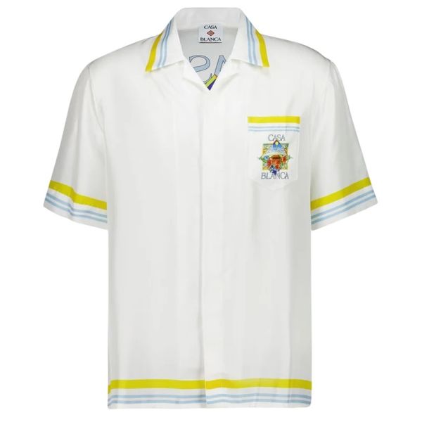 Casablanca Tennis Landscape Silk Overhemd Wit