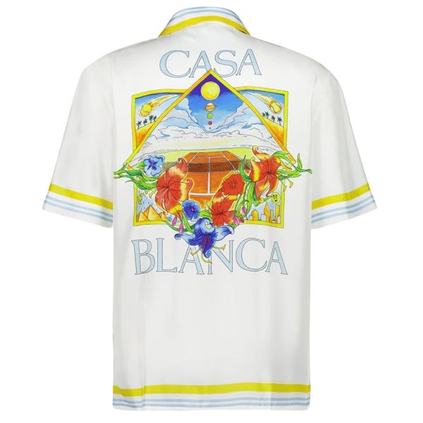 Casablanca Tennis Landscape Silk Overhemd Wit