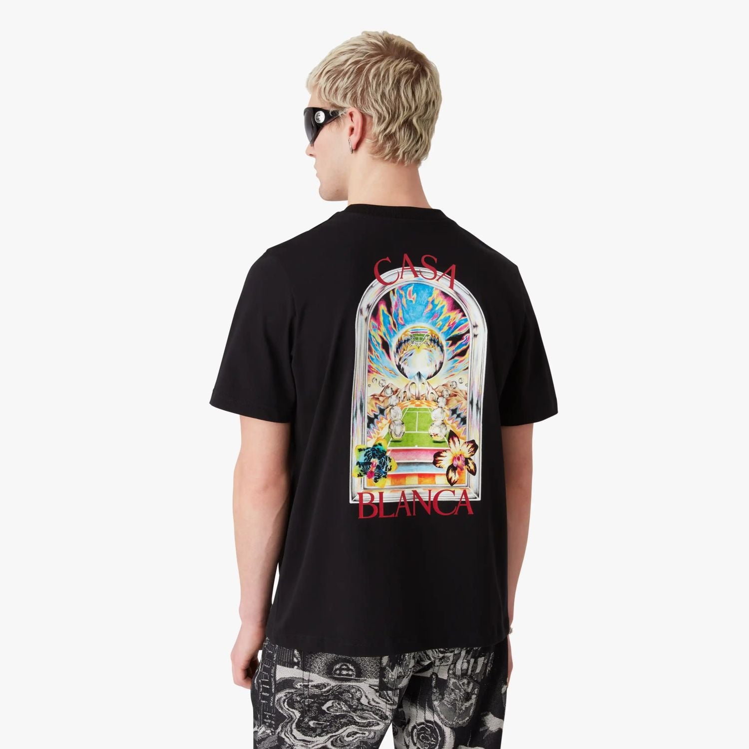Casablanca Tennis Landscape T-shirt Zwart