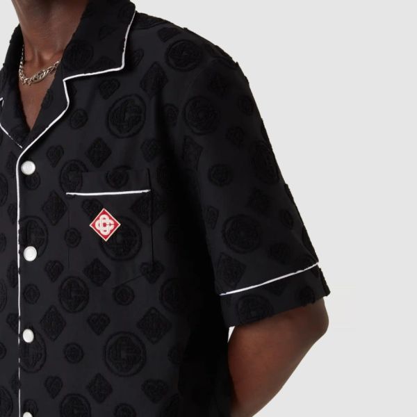 Casablanca Towelling Monogram Overhemd Zwart
