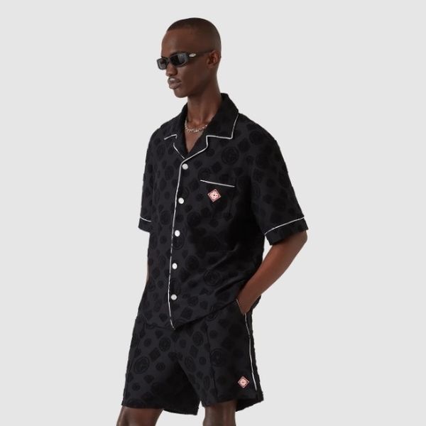 Casablanca Towelling Monogram Overhemd Zwart