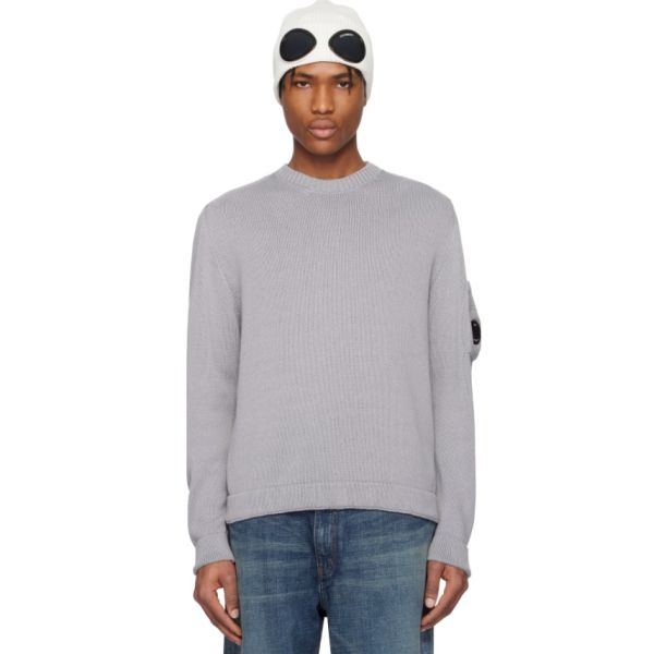 CP Company Compact Cotton Lens Knit Sweater Grijs