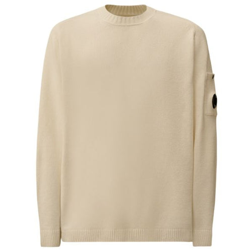 CP Company Cotton Chenille Lens Knit Sweater Wit