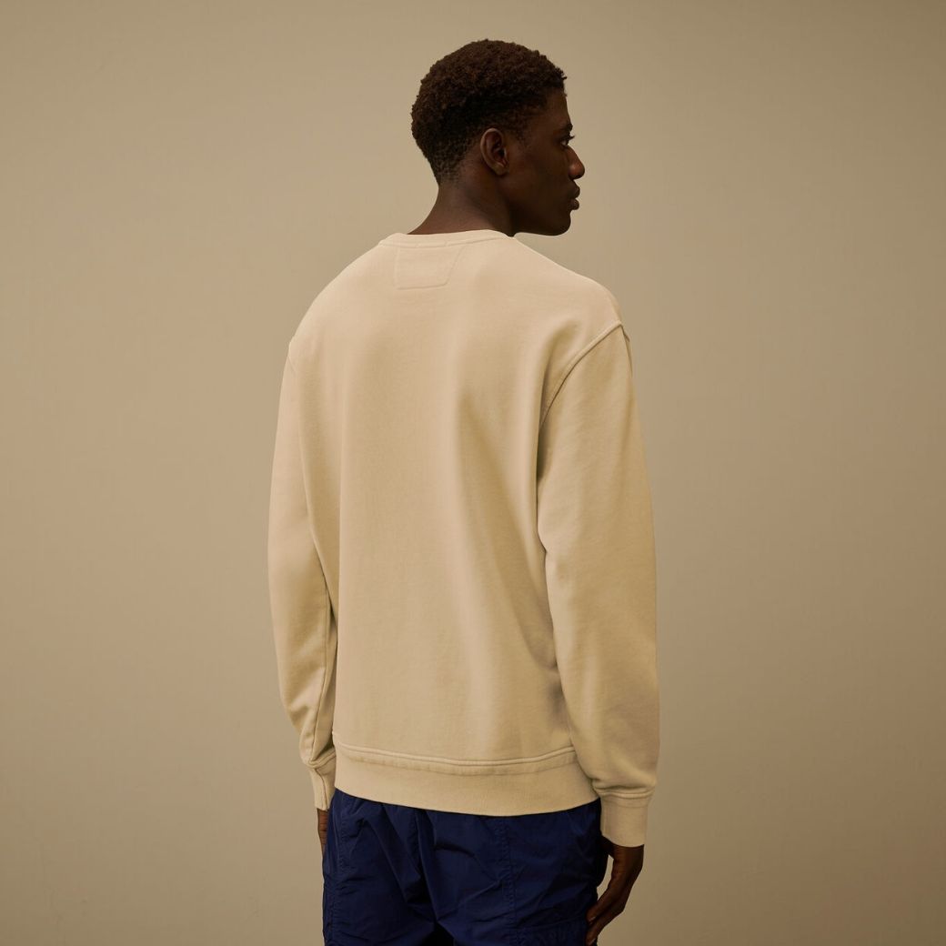 CP Company Cotton Diagonal Fleece Resist Dyed Lens Sweater Beige