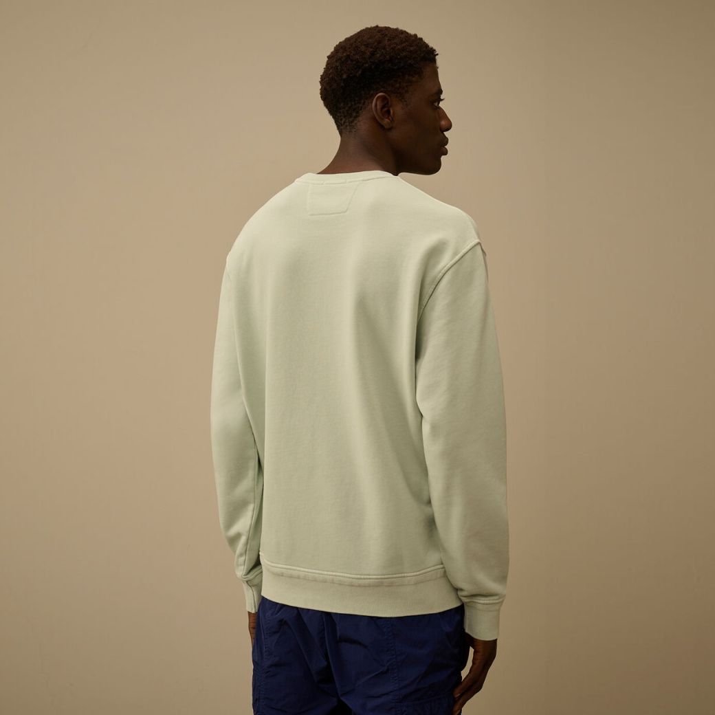 CP Company Cotton Diagonal Fleece Resist Dyed Lens Sweater Mint