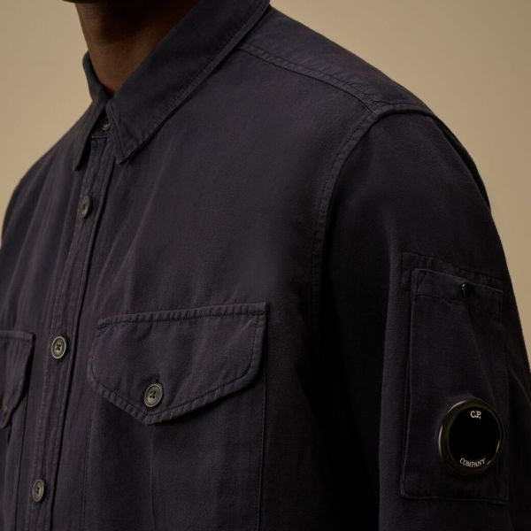CP Company Cotton Linen Overshirt Navy