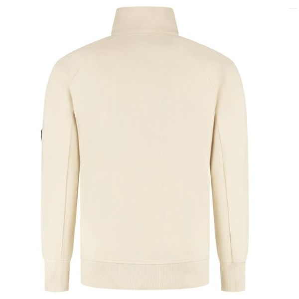 CP Company Diagonal Raised Fleece Half Zip Sweater Beige