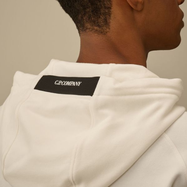 CP Company Diagonal Raised Fleece Lens Hoodie Wit