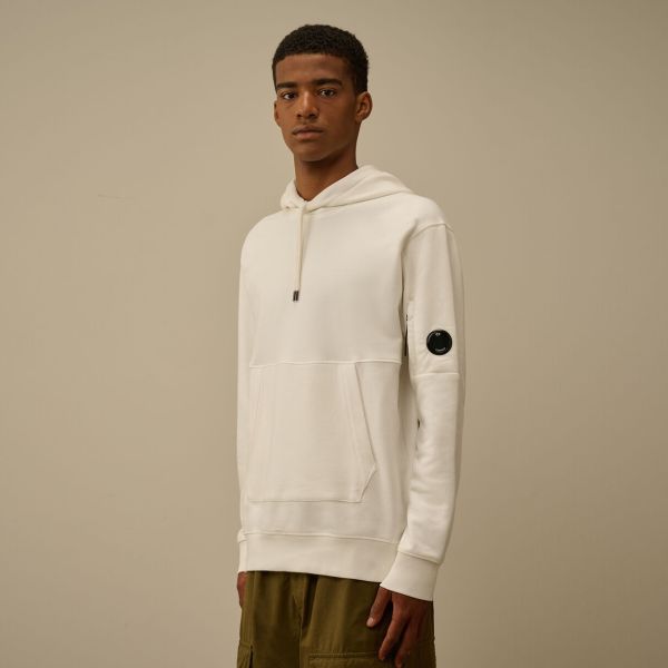 CP Company Diagonal Raised Fleece Lens Hoodie Wit