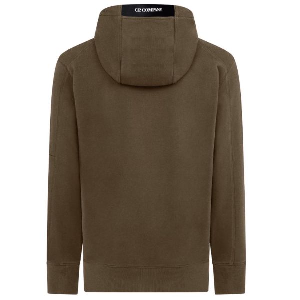 CP Company Diagonal Raised Fleece Lens Hoodie Donker Groen