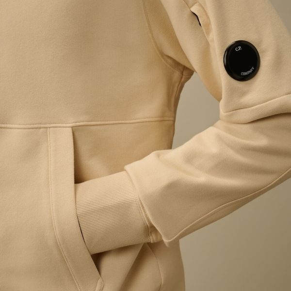 CP Company Diagonal Raised Fleece Lens Hoodie Beige