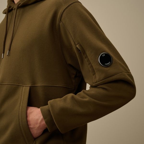 CP Company Diagonal Raised Fleece Lens Hoodie Donker Groen