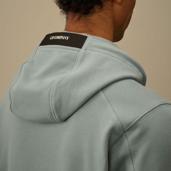 CP Company Diagonal Raised Fleece Lens Hoodie Licht Blauw
