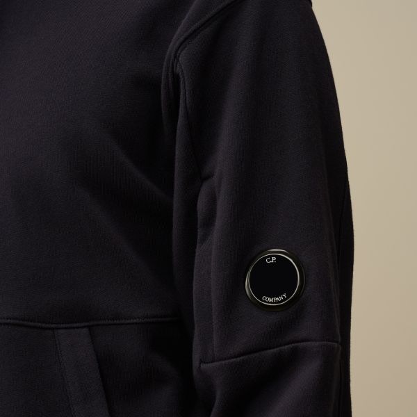 CP Company Diagonal Raised Fleece Lens Hoodie Navy