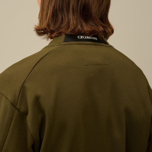 CP Company Diagonal Raised Fleece Lens Sweater Donker Groen