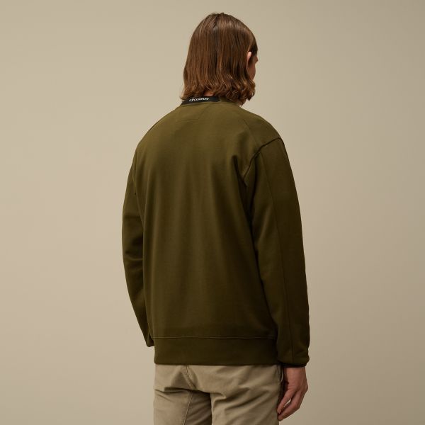CP Company Diagonal Raised Fleece Lens Sweater Donker Groen
