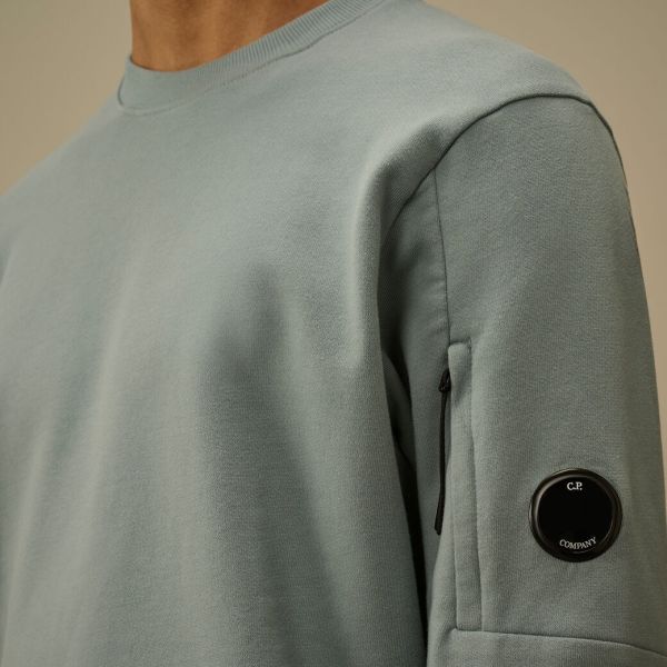 CP Company Diagonal Raised Fleece Lens Sweater Licht Blauw