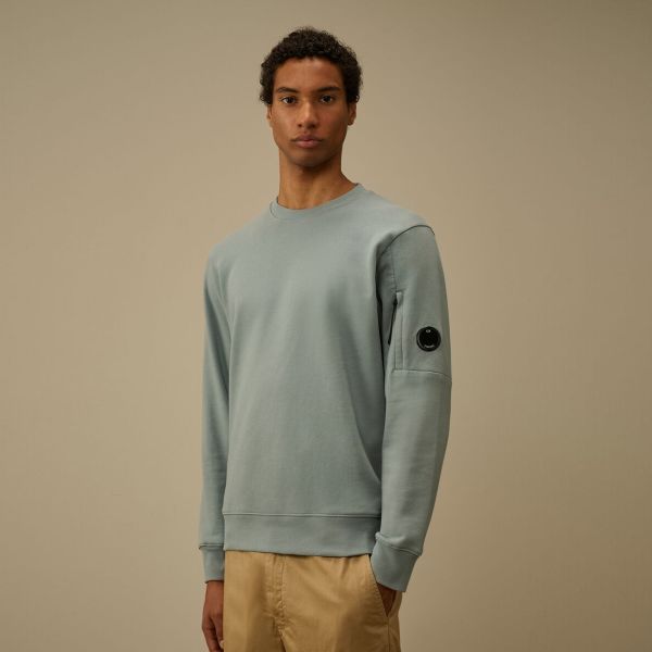 CP Company Diagonal Raised Fleece Lens Sweater Licht Blauw