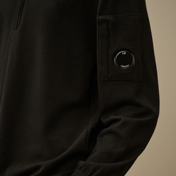 CP Company Extrafine Merino Wool Half Zip Sweater Zwart