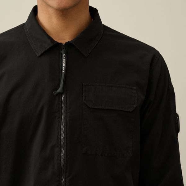 CP Company Gabardine Zipped Overshirt Zwart