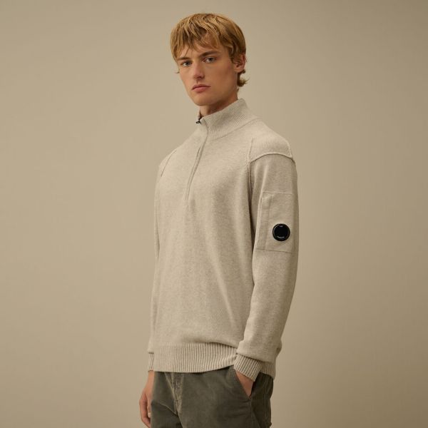 CP Company Lambswool GRS Half Zipped Knit Sweater Grijs