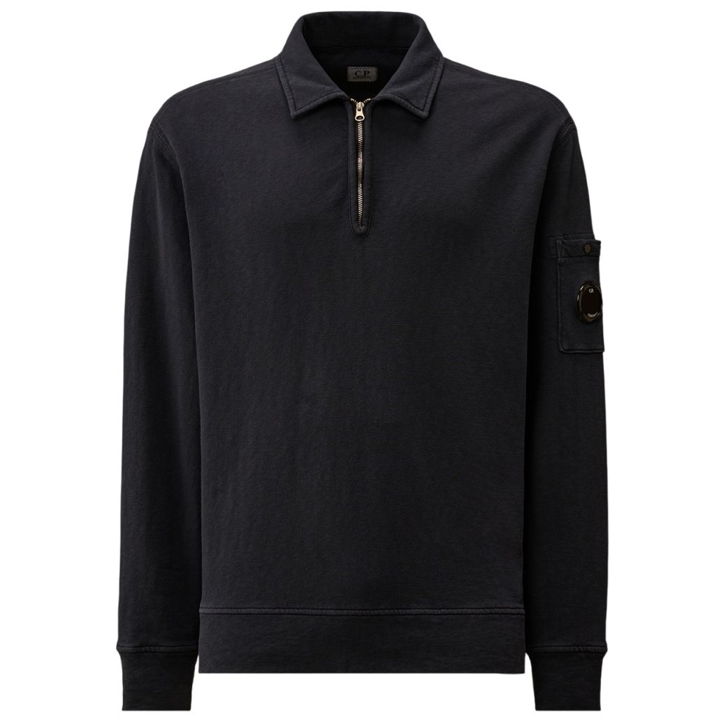 CP Company Malfilè Fleece Lens Half Zip Sweater Navy