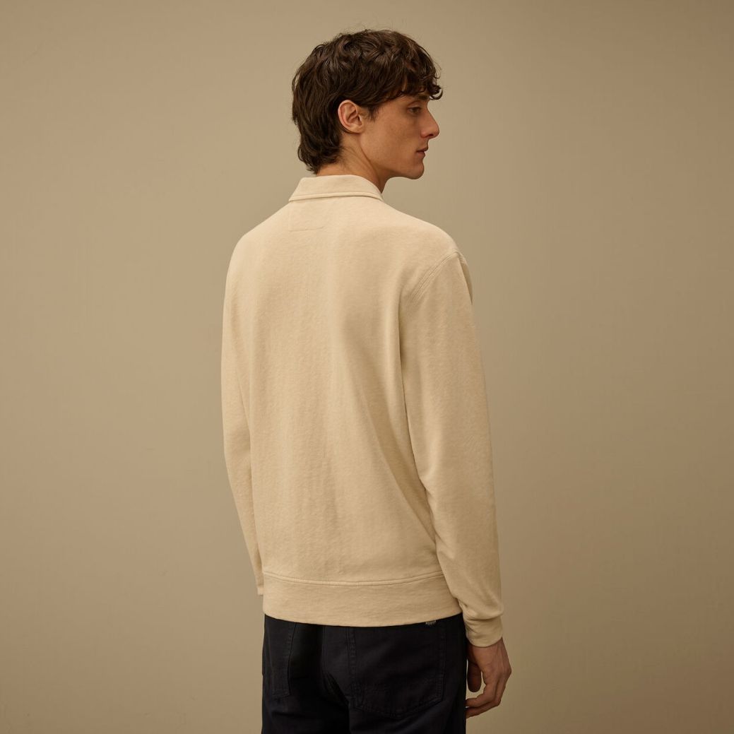 CP Company Malfilè Fleece Lens Half Zip Sweater Off White